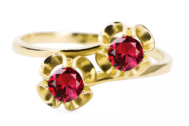 Кольцо Рубин 14-кв Желтое золото Винтаж стиль vrc266y